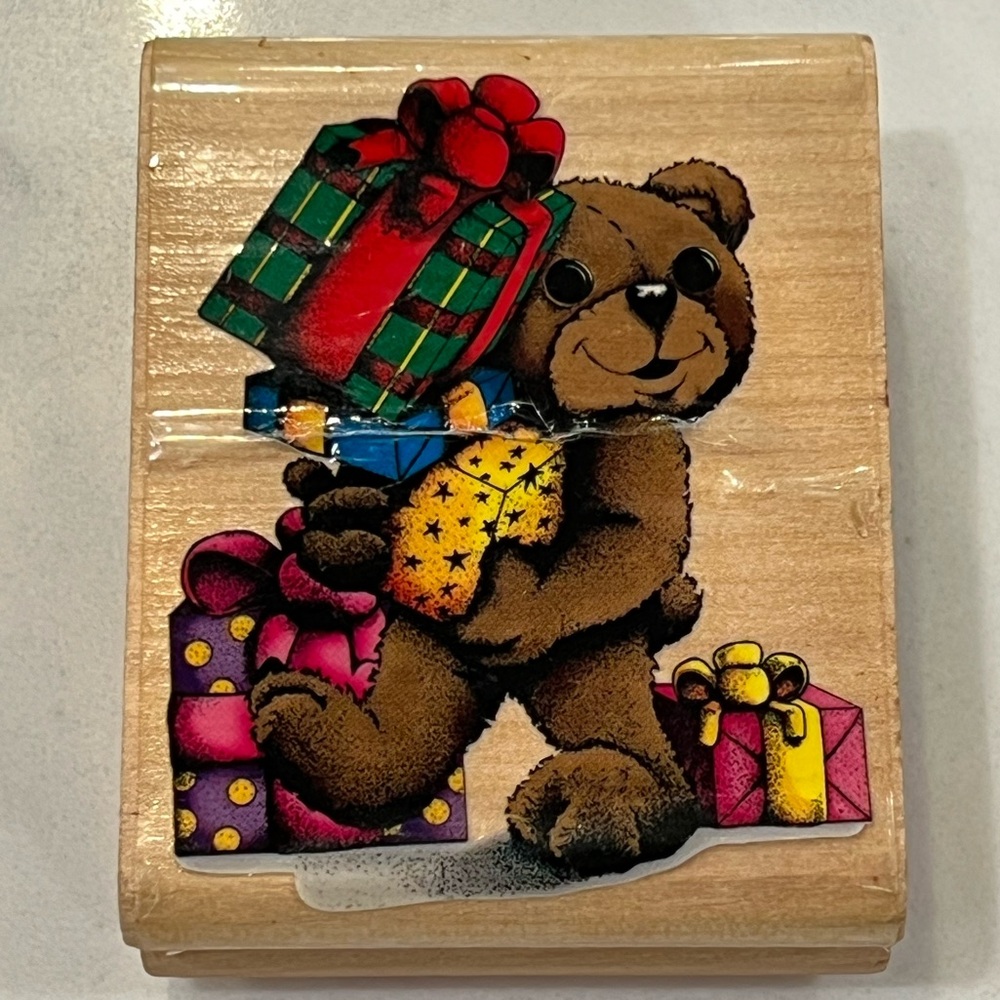 RUBBER STAMP: ‘Teddy Bear with Gifts’  Rubber Stamp from Sky Kids from 1997